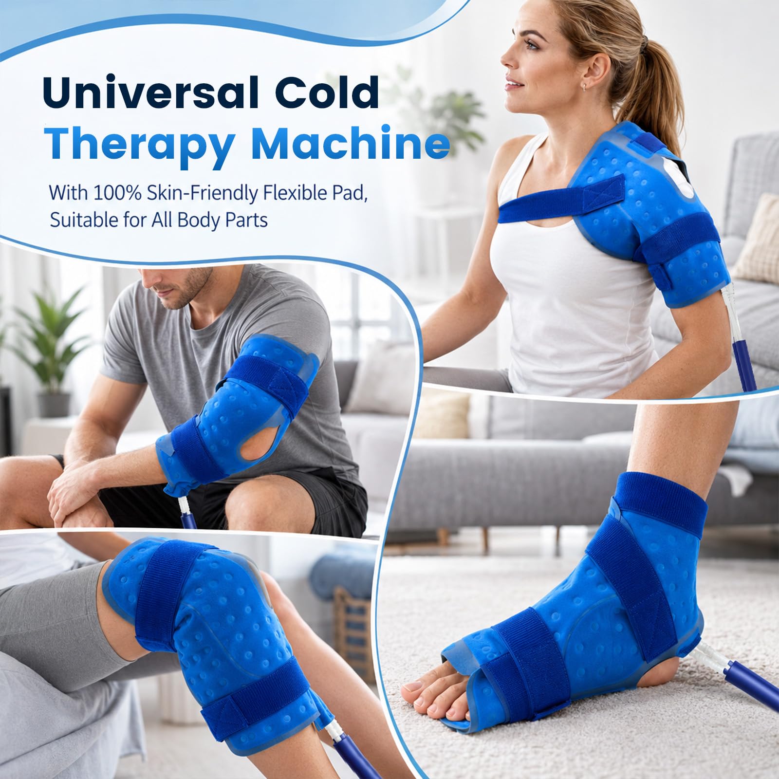 Kältetherapie Maschine 19L/20QT Eismaschine, Kühlmanschette Kniemit Verstellbarer Teleskopstange & Rollen, 5-Stufen Durchfluss & 2 Timer-Modi, für Post-OP Schmerzlinderung, Schulter Rücken