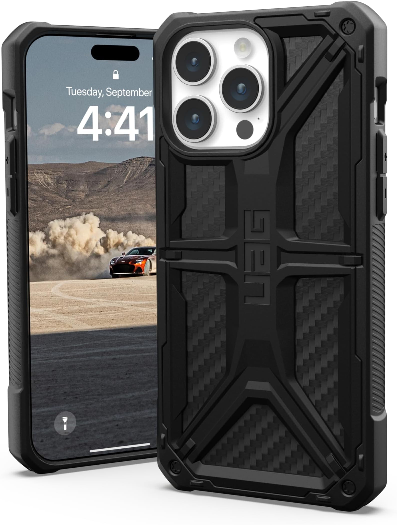 URBAN ARMOR GEAR UAG Case Compatible with iPhone 15 Pro Max Case 6.7" Monarch Carbon Fiber Rugged Heavy Duty Military Grade Drop Tested Protective Cover