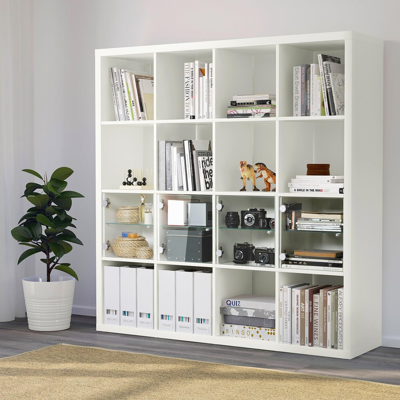 IKEA KALLAX Vitrinentüreinsatz weiß; (33x33cm); Kompatibel mit EXPEDIT