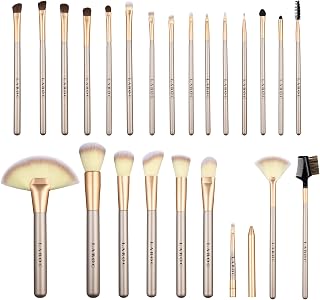 LaRoc 24pc Piece Professional Makeup Brush Set Kit Cosmetic Foundation Blush Face Powder Eyeshadow MUA Soft Rounded Synthetic Bristle Hair with Travel Bag Case