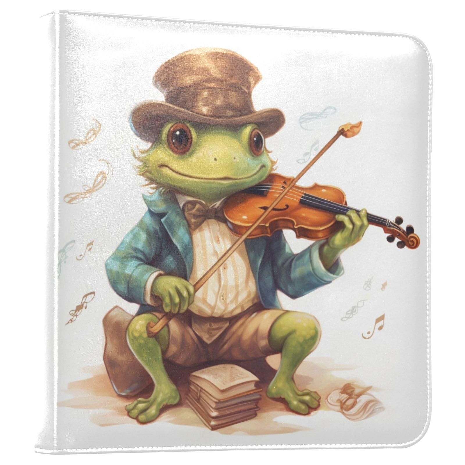 JIPONI Frog with Violin Large Photo Album, DIY Leather Cover Scrapbook Albums for 4x6 5x7 6x8 Pictures, Self Adhesive Memory Book for Wedding, Baby, Family