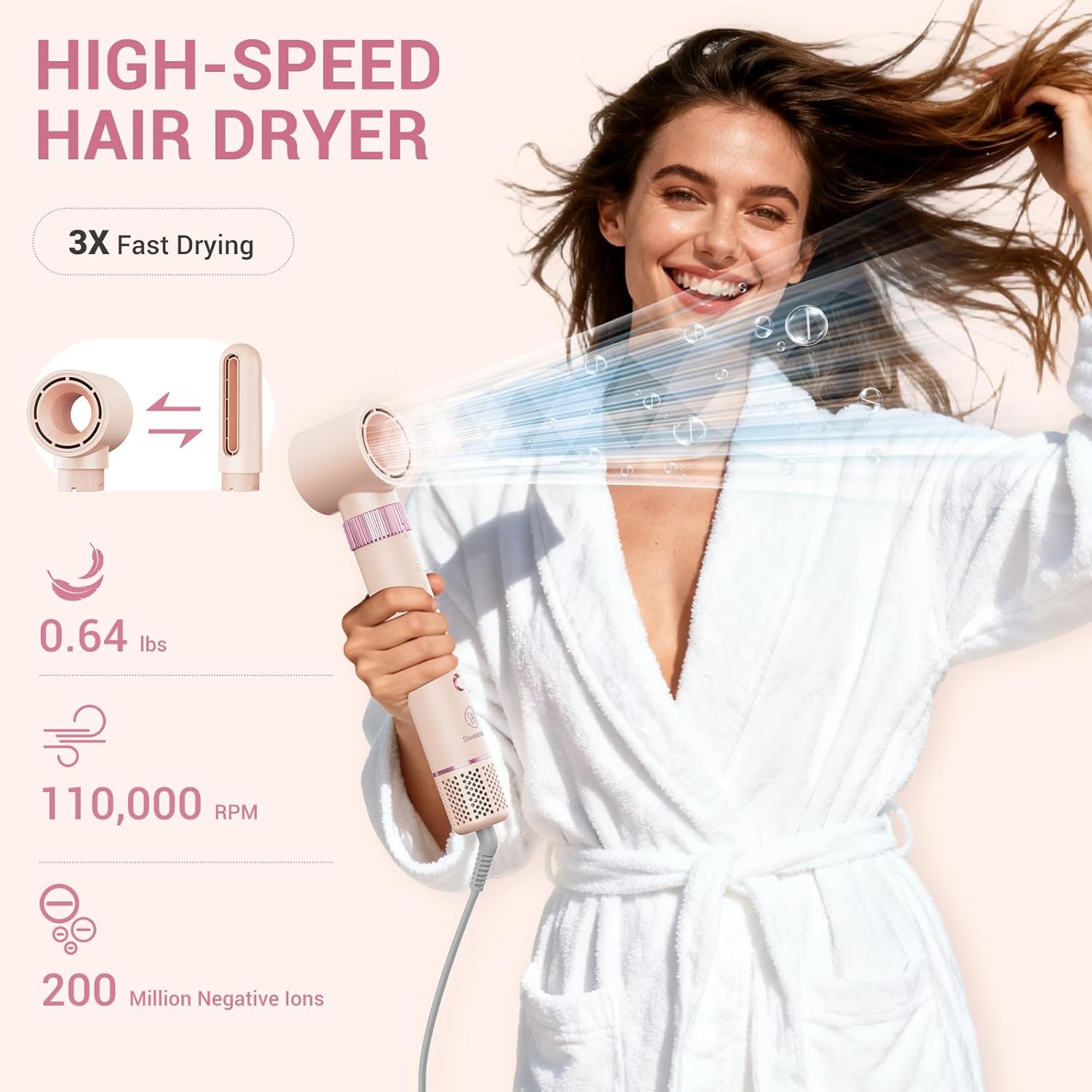6 in 1 Air Styler, 1400W High Speed Ionic Hair Dryer with Auto-Wrap Curlers, Blow Dryer Oval Brush & Straightener Brush, No Heat Damage Hair Styler for Fast Drying,Curling, Smoothing & Volume