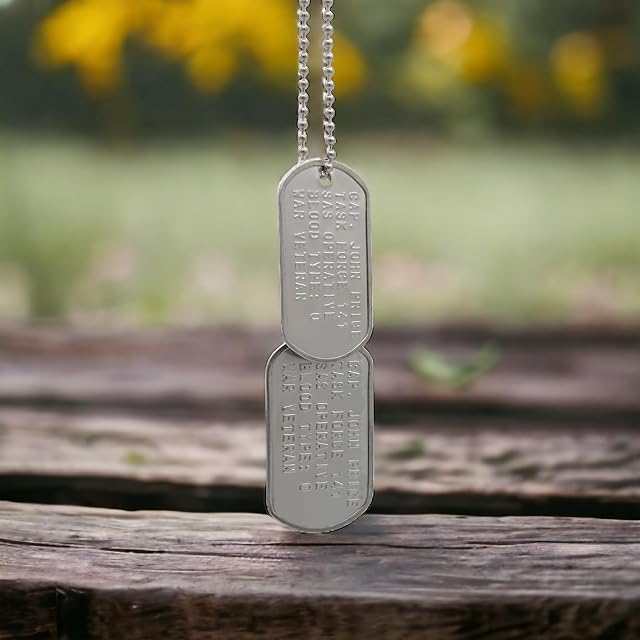 Foto 4 de 8 de Captain John Price - Juego de placas militares para perro, acero inoxidable, cadenas incluidas