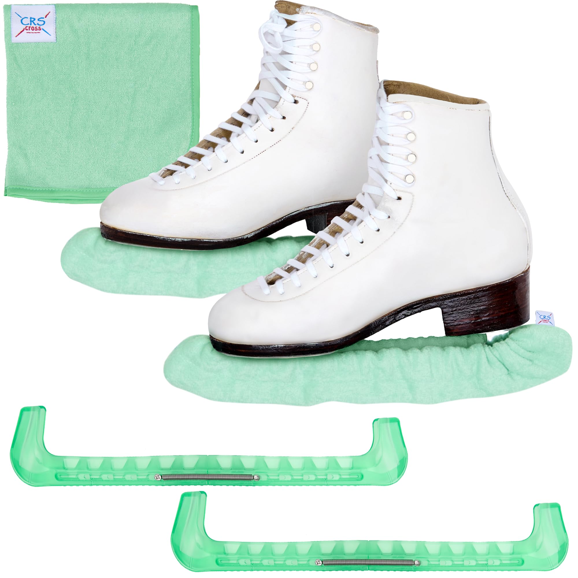 CRS Cross Skate Guards, trempettes et Serviette – Protections de Patinage à Glace et Housses de Lames de Skate Souples pour Patinage Artistique ou Hockey