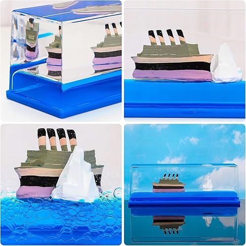 Vista 3 de LETINE Titanic Cruise Ship - Juguete sensorial para adultos e insumergibles, crucero Titanic en una botella para juego de simulador de olas, mini