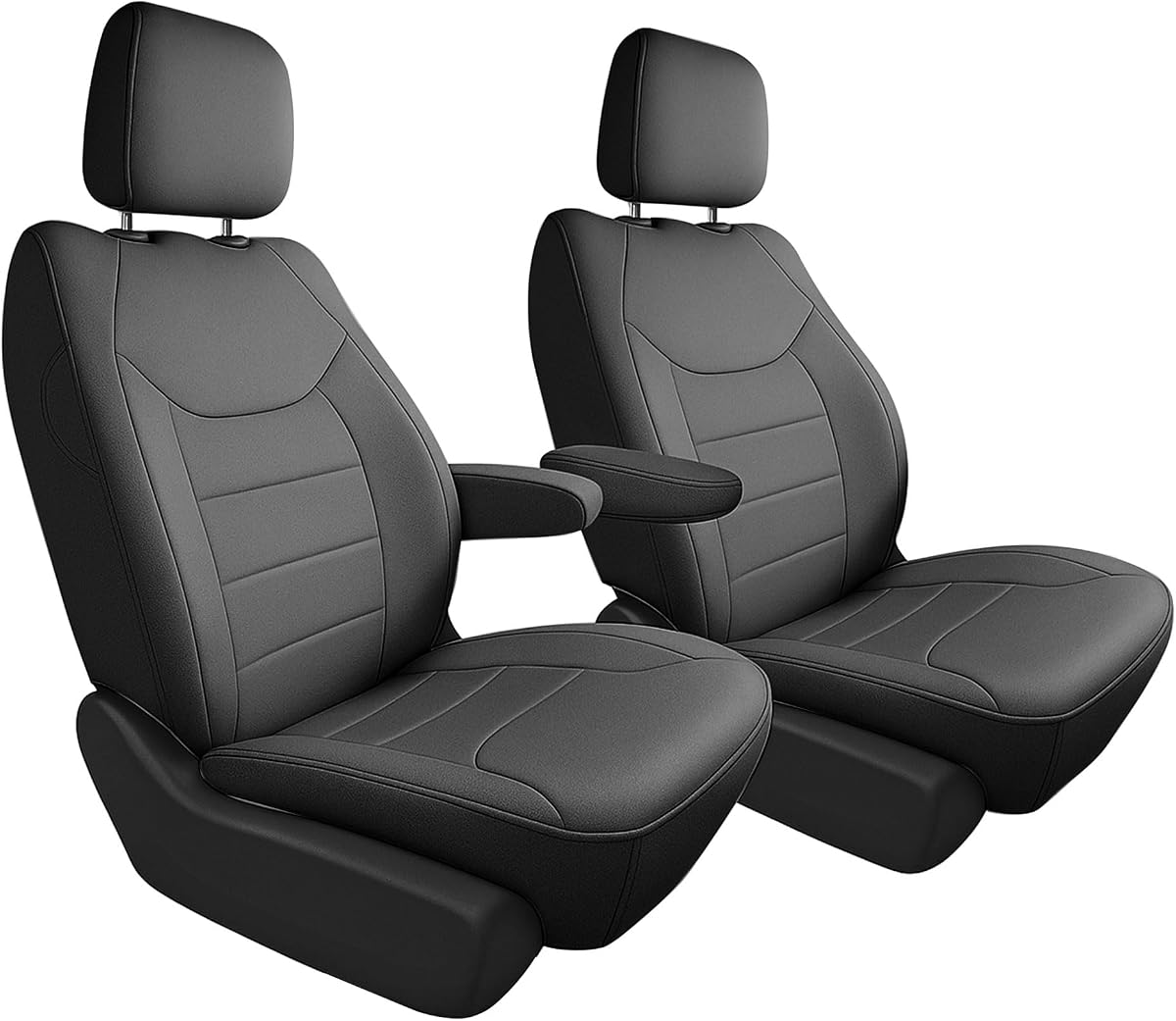 FH Group Custom Fit Car Seat Cover Specifically Made for Chrysler Pacifica 2017-2024 - Front Set (No Built-in DVD with Armrest), Faux Leather, Black