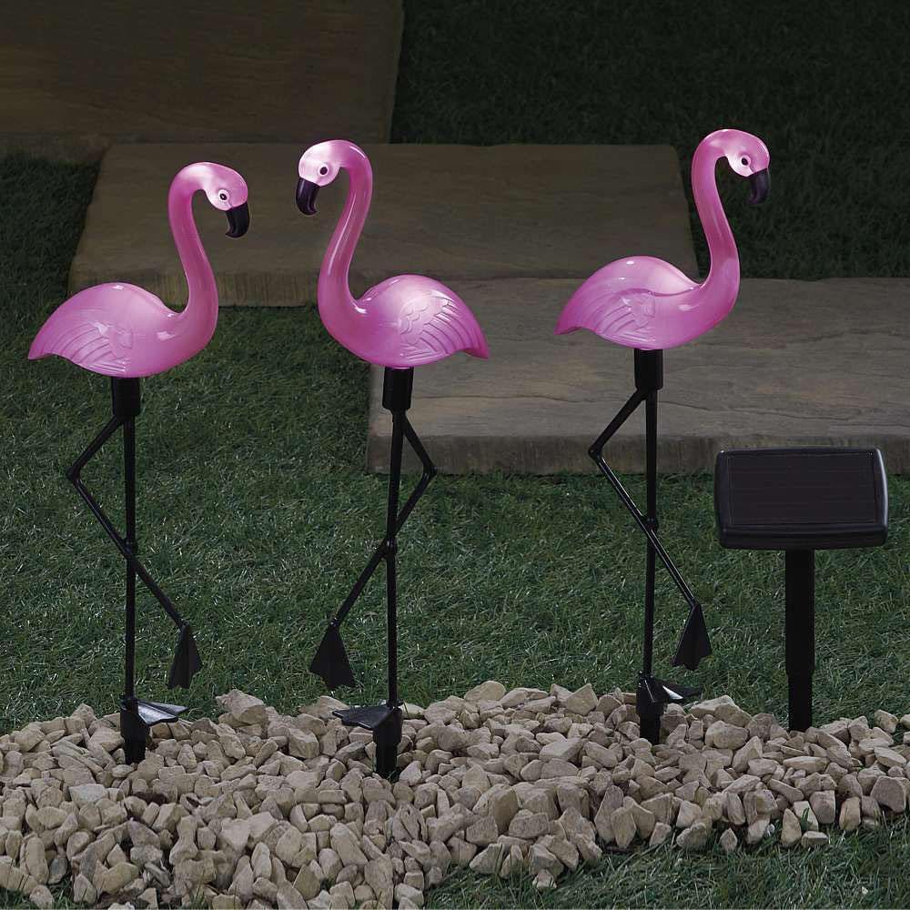 Outdoor Waterproof Pink Flamingo Solar Powered Light for Garden Courtyard Road Decoration