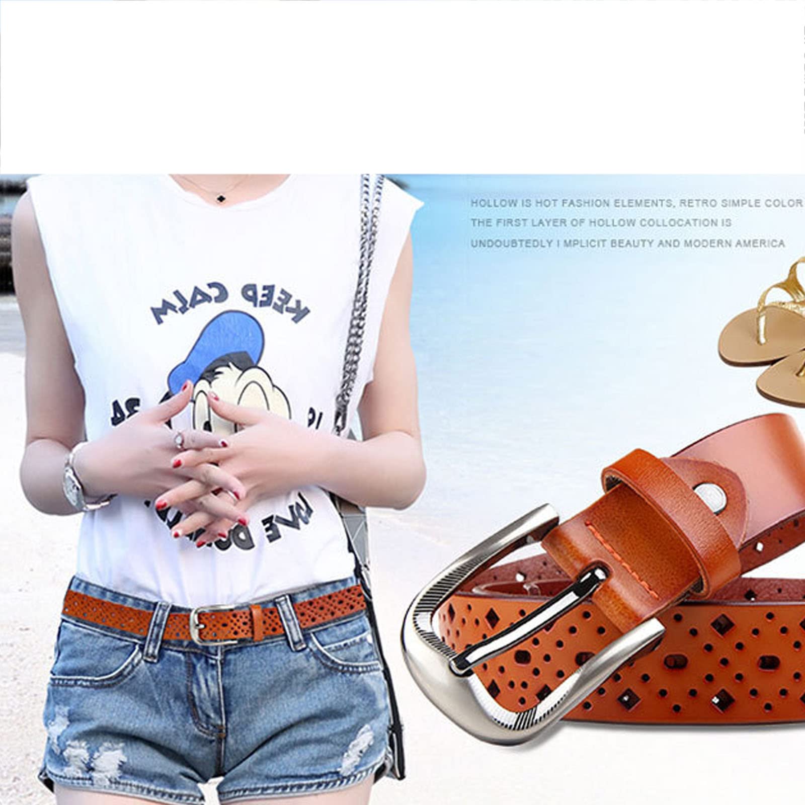Amazon.com: Womens Leather Belts for Jeans Pants Black Belts  display picture 1