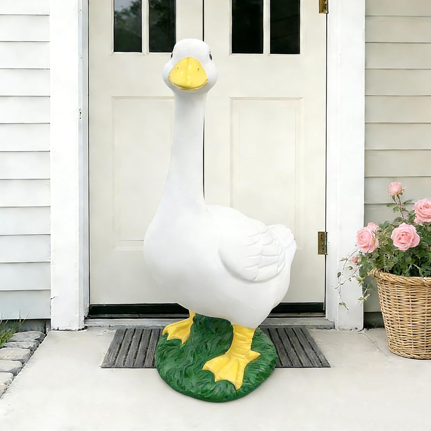 Porch Goose Statue Garden Decor - 20″ Large White Goose Sculpture, Resin Duck Figurine, Indoor/Outdoor Decorations for Patio, Lawn, Yard, Housewarming Birthday Gifts for Mom Women Men - Image 6