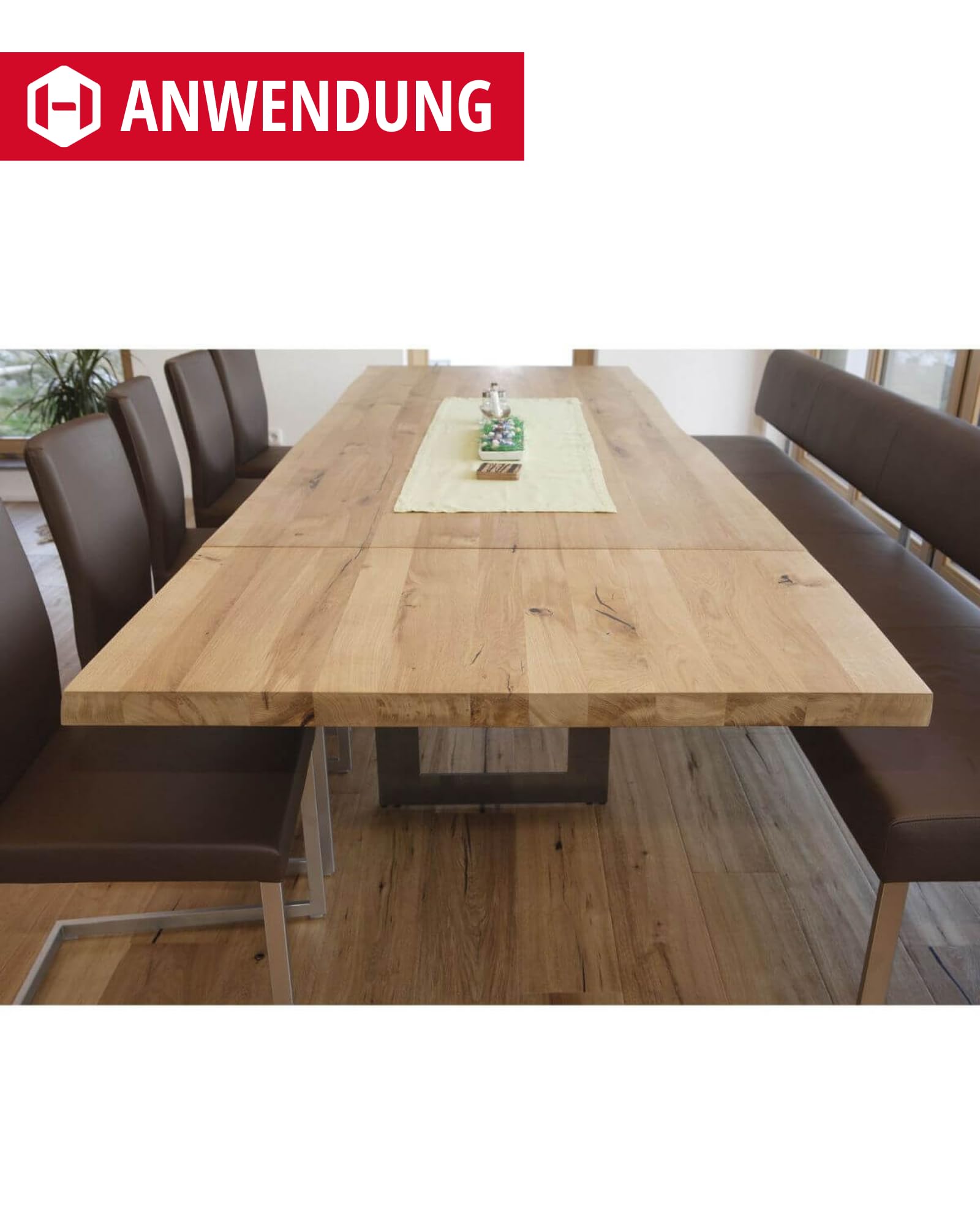 Gedotec Estensione da tavolo in alluminio | Tiver | Portata 60 kg | Estensione del piano del tavolo | Montaggio semplice | Estensione stabile per tavolo da pranzo o tavolo da conferenza | Dining Table