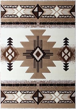 South West Native American Area Rug Design C318 Ivory 5 Feet 11 Inch x 8 Feet 6 Inch
