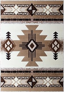 South West Native American Area Rug Design C318 Ivory (5 Feet X 7 Feet)