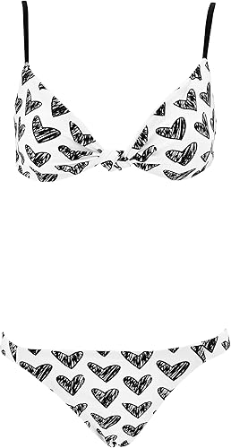 BRITTO Romero Conjunto Bikini Dos Piezas - Corazones Negros, Blanco