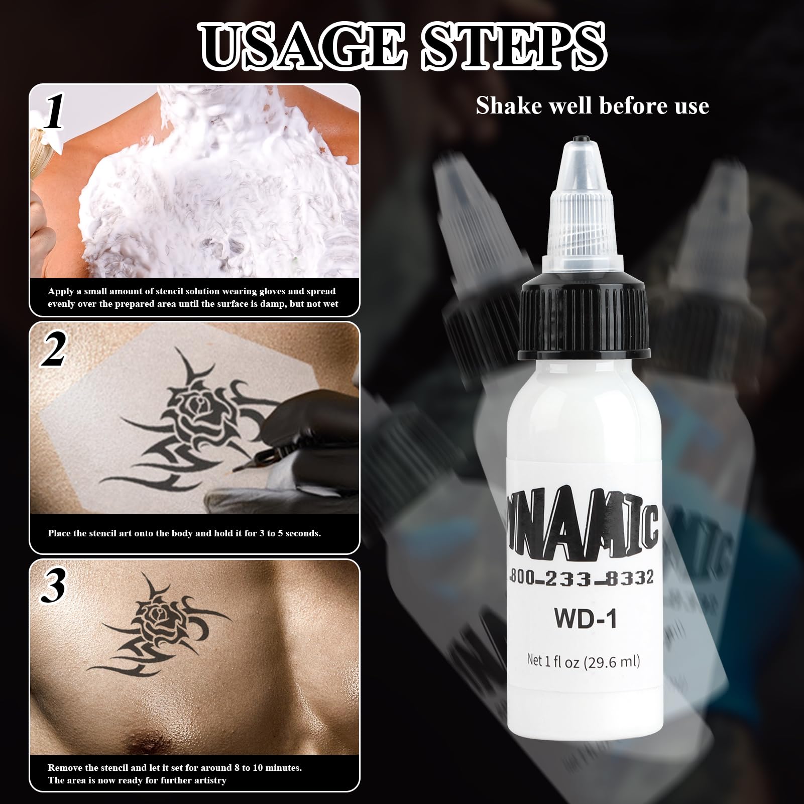 3pc 30ml Tinta de Tatuaje Profesional Blanco Puro y Tinta de Tatuaje Rojo y Negro Tintas para Tatuajes Ink Tattoo Fórmula vegana con Pigmentación Estándar para Colorear Mezclar (Blanco y Rojo y Negro)