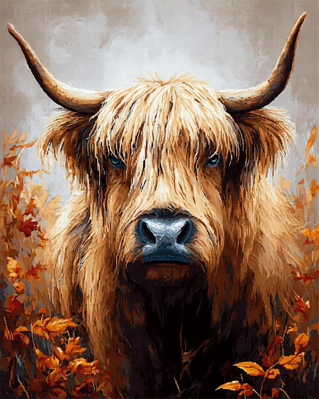 RKFLGEW DIY Embroidery Set Fantasy Highland Cow 50x70cm