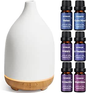 InnoGear 150ml Ceramic Diffuser with 6 Essential Oils Gift Set