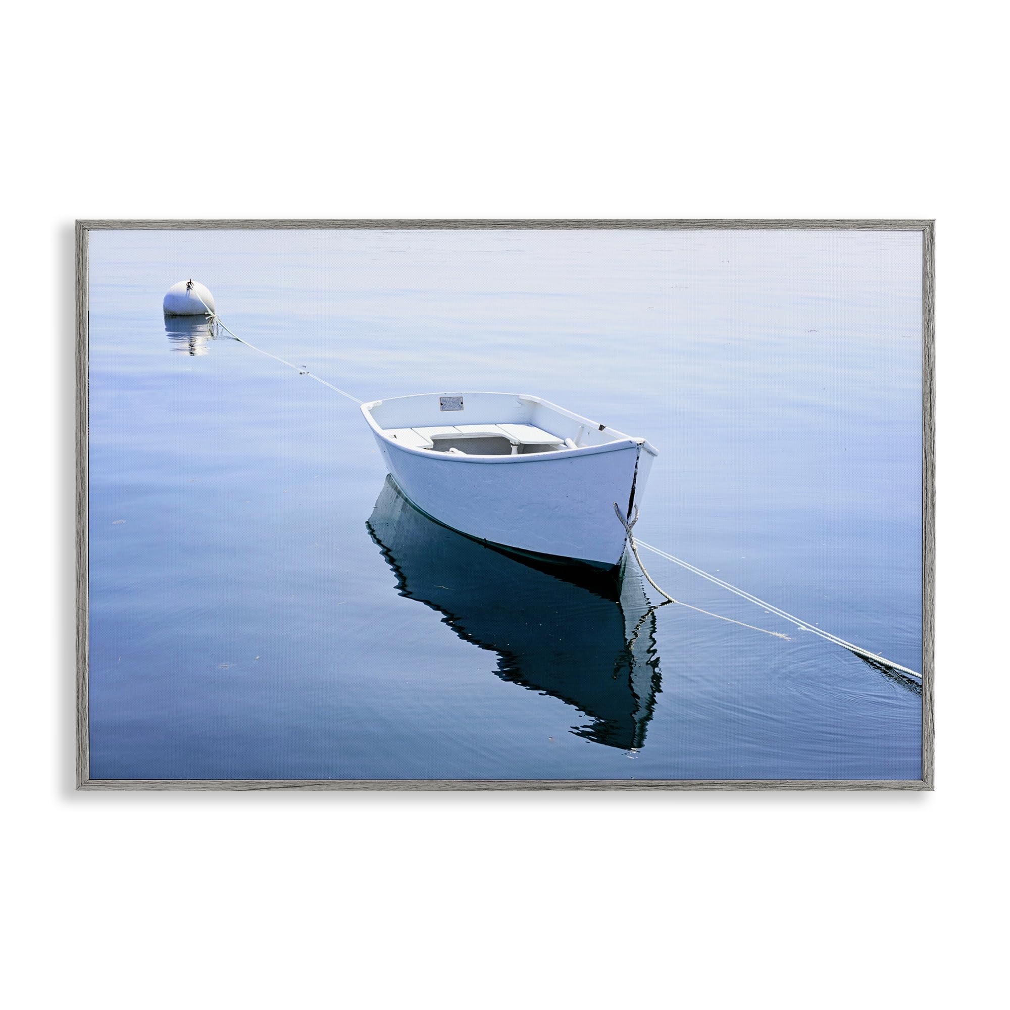 Stupell Industries Farmhouse Gray (Textured) 'Boat Tied To Dock'| Framed Giclee Art
