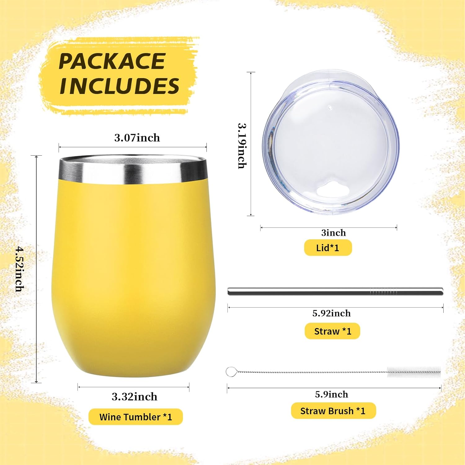 12oz Stemless Wine Tumbler with Lid Double Wall Insulated Wine Cup Stainless Steel Glasses Tumbler with Straw Insulated cocktail Tumbler Coffee Mug for Hot and Cold Beverages (Multicolor-4,4Pack) - Image 3