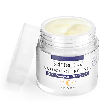SKINTENSIVE Retinol & Bakuchiol Cream - Dual Renewal Night Cream with Coconut Oil - Moisturizing PM Cream for Sensitive Skin