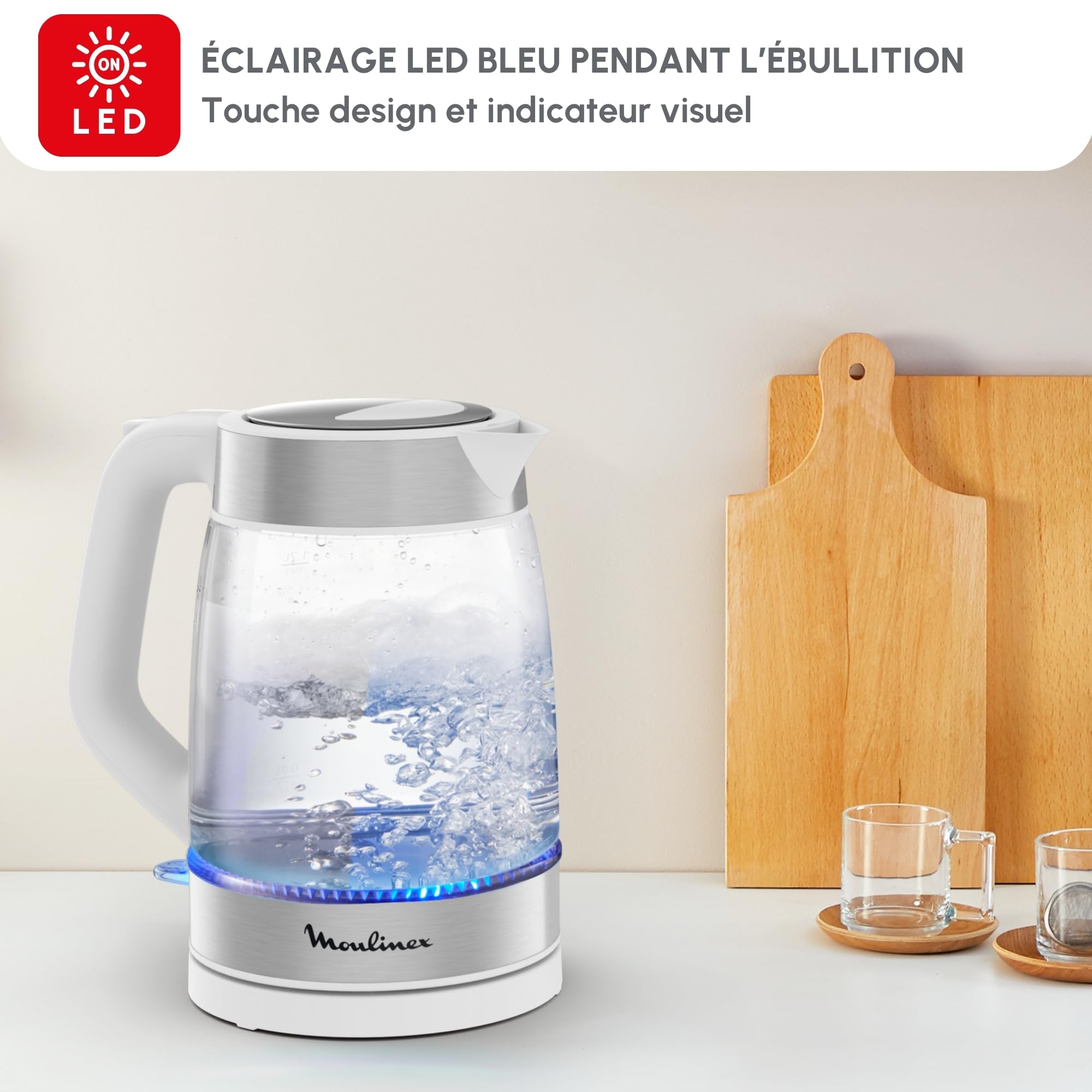 Moulinex Bouilloire Électrique 1,7 L Verre, BY6R5130