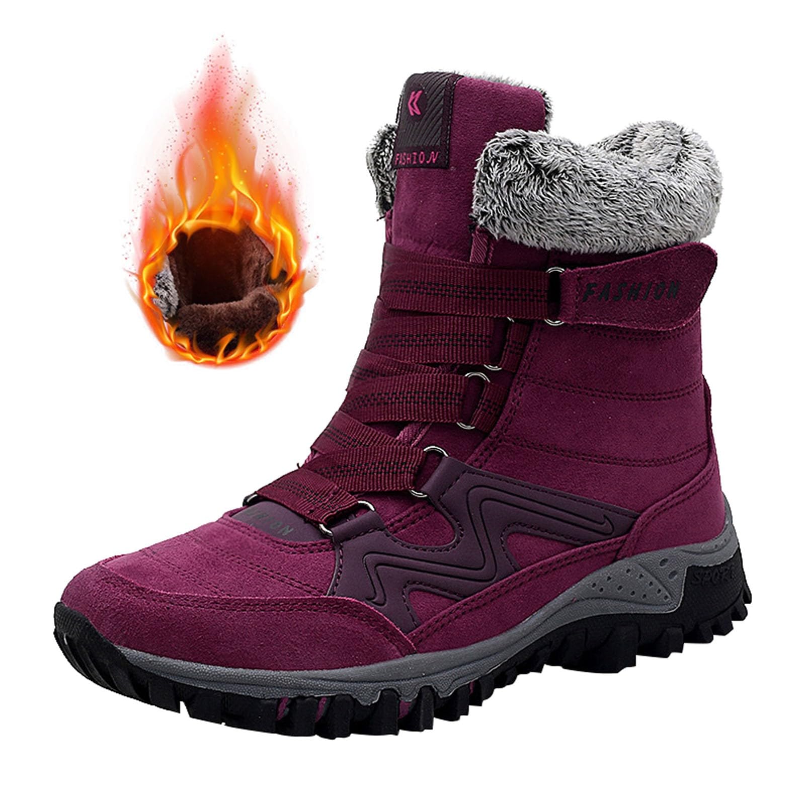 Apres Sci Donna Stivali Fodera In Pile Neve Inverno Escursionismo Impermeabile Stivaletti AntiderRapante Suola In Gomma Scarpe Da Passeggiata Confortevole Scarpe All'aperto