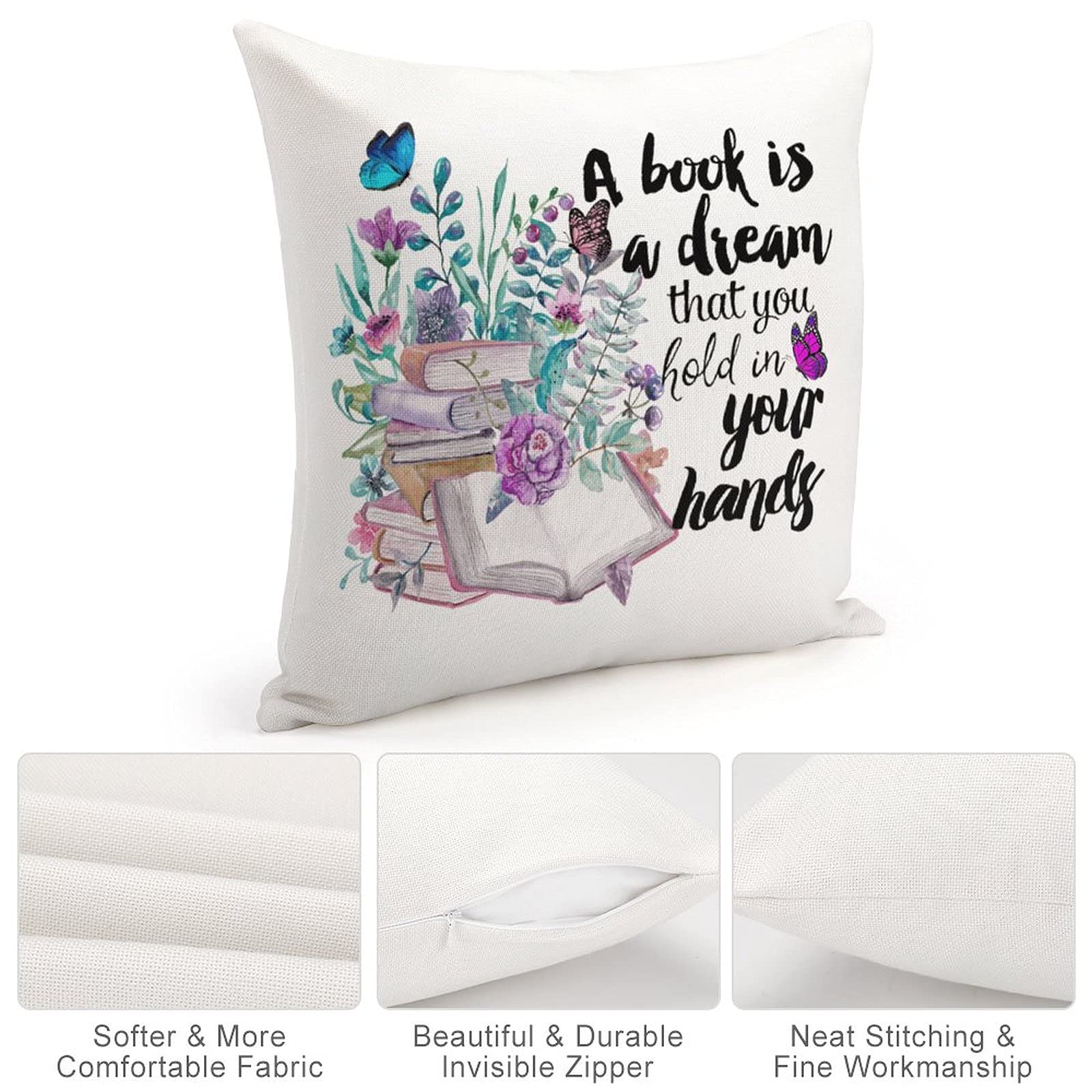 Set 4 Federe Cuscino 45x45 Cm Con Scritte Motivazionali Inglese 'I Am Kind Smart Loved' E 'Smile Sun ABC', Poliestere Morbido Per Cameretta Bambini - 4