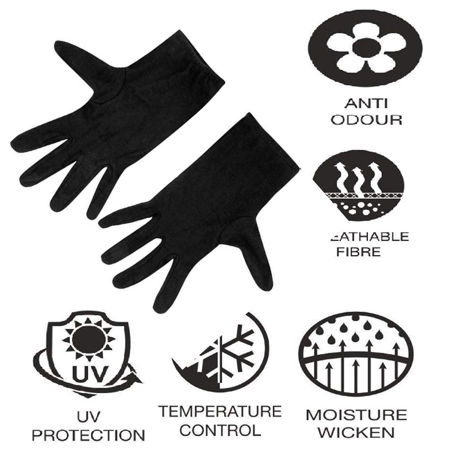 Raizex Pack of 6 Pairs | Cotton Summer Glove for Men & Women | Anti-Slip UV Protection Hand Gloves | Outdoor Sun, Dust, Pollution Shield | Elastic Fit | Black 4