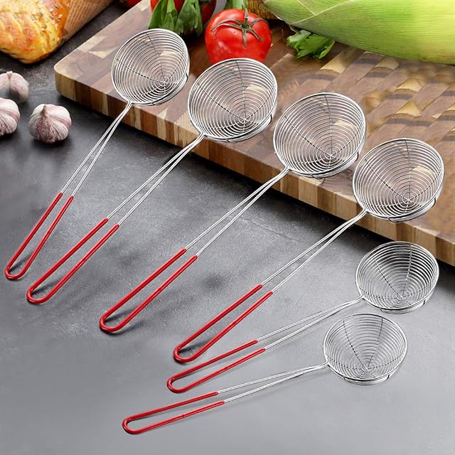 DECARETA Stainless Steel Colander Sieve Kitchen Tool Stainless Steel Hot Pot Colander Stainless Steel Wire Skimmer Spoon