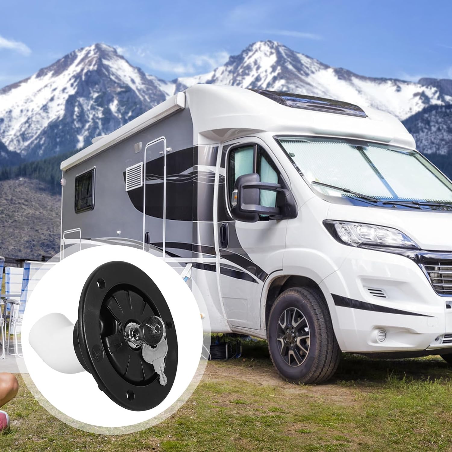 balacoo Rv Water Fill Cap with Gravity Feed Freshwater Inlet Leakproof Round Abs Water Tank Inlet Connection for Camper