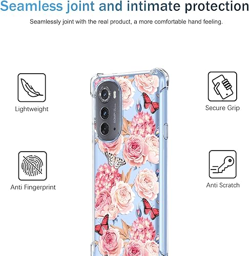 Miniatura 3 de OEURVQO Funda para Moto Edge 2022 5G, transparente, con bonito degradado, colorido, delgada, suave, TPU, a prueba de golpes, antiarañazos, funda