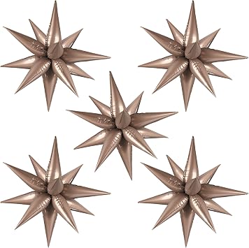 Brown Star Balloons, 12 Point Spike Explosion Star Foil Balloons