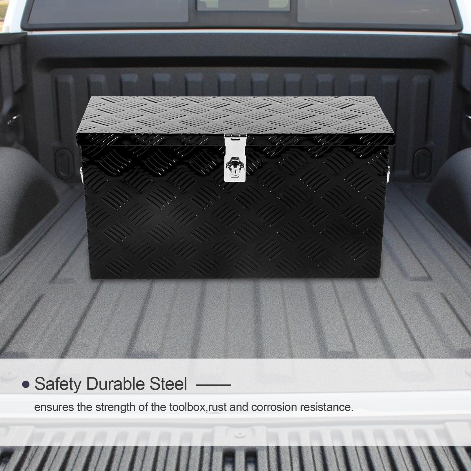 GarveeLife Aluminum Underbody Truck Box Truck Tool Box 36x14x12 In Lockable Diamond Storage Chest With Key Pickup Storage Box For Pickup Rv Trailer Black