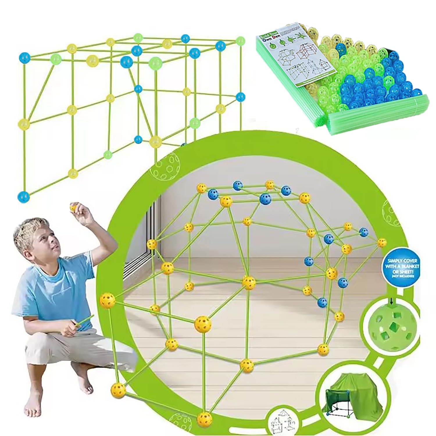 Höhle Bauen Set, Höhlenbauset, 175pcs DIY-Bauset Set, Im Dunkeln Leuchtendes, Geeignet zur Entfaltung der Fantasie, STEM Lern‑ & Höhle für Indoor & Outdoor