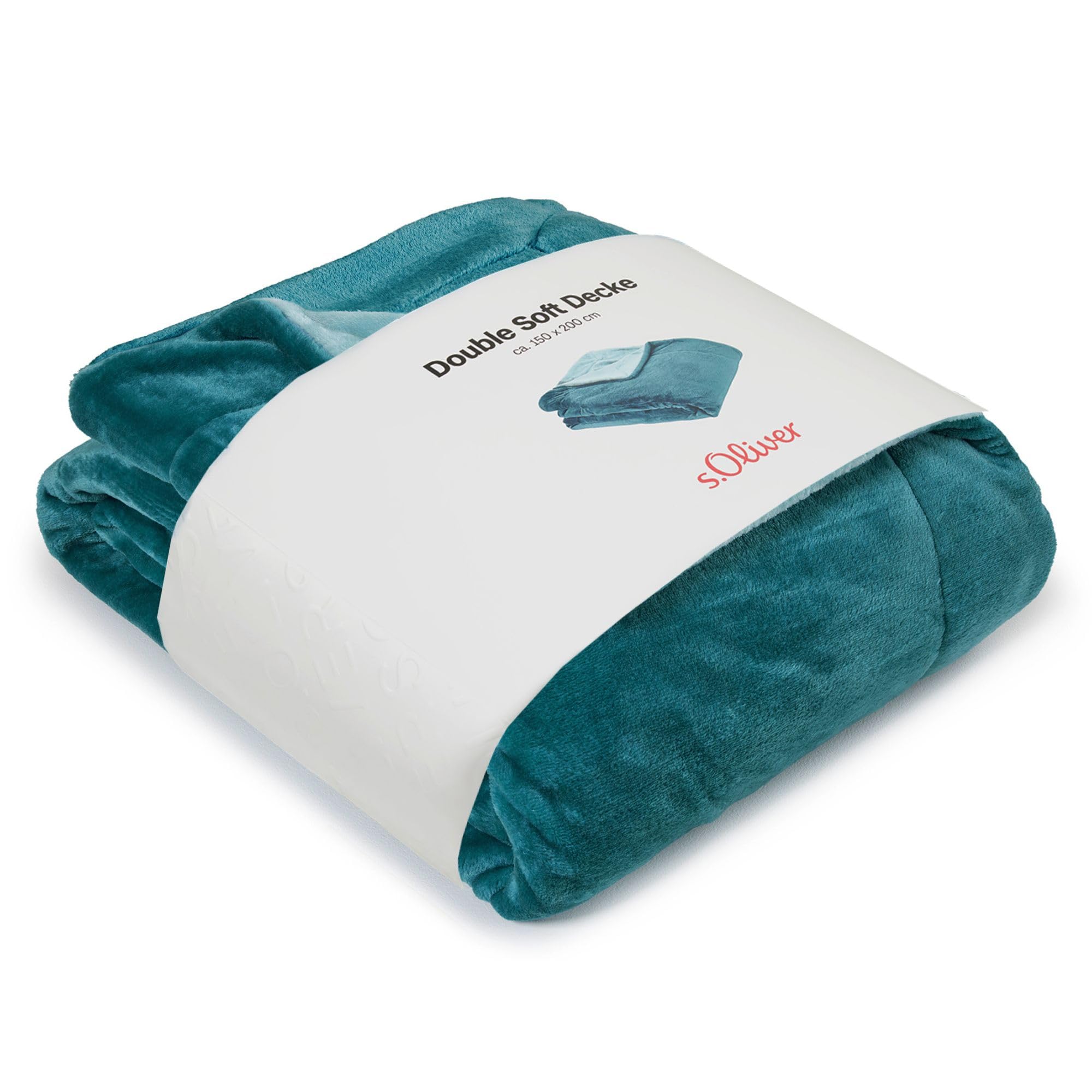 s.Oliver Doublesoft Kuscheldecke 150x200 cm Petrol blau - Flauschige Decke