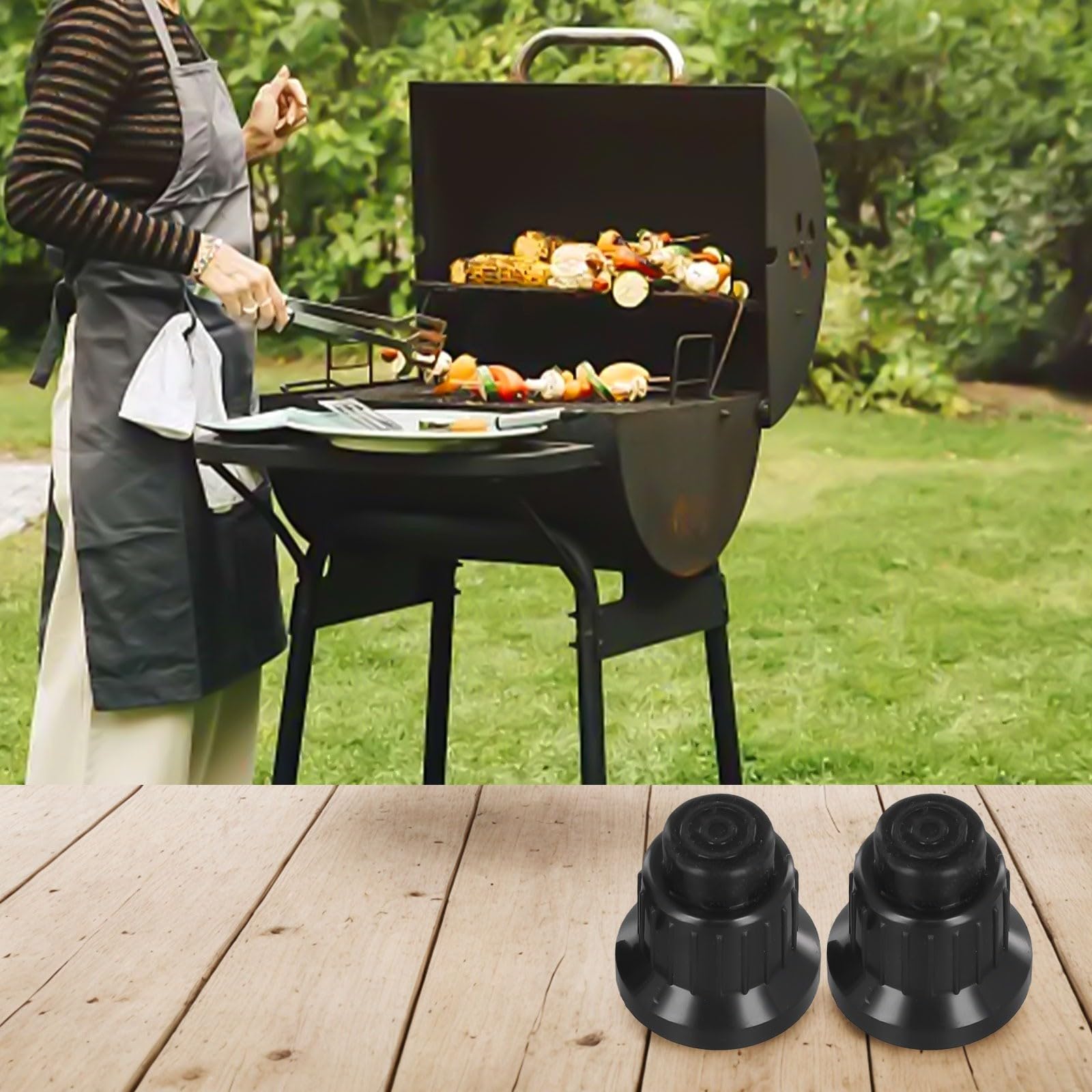 2 x AAA-Batterie-Druckknopf-Zündkappe für Gasgrill zum Ersatz, hochfester Kunststoff für Funkenschalter mit Feder, einfach zu installierende Grill-Feuerteile, schwarz