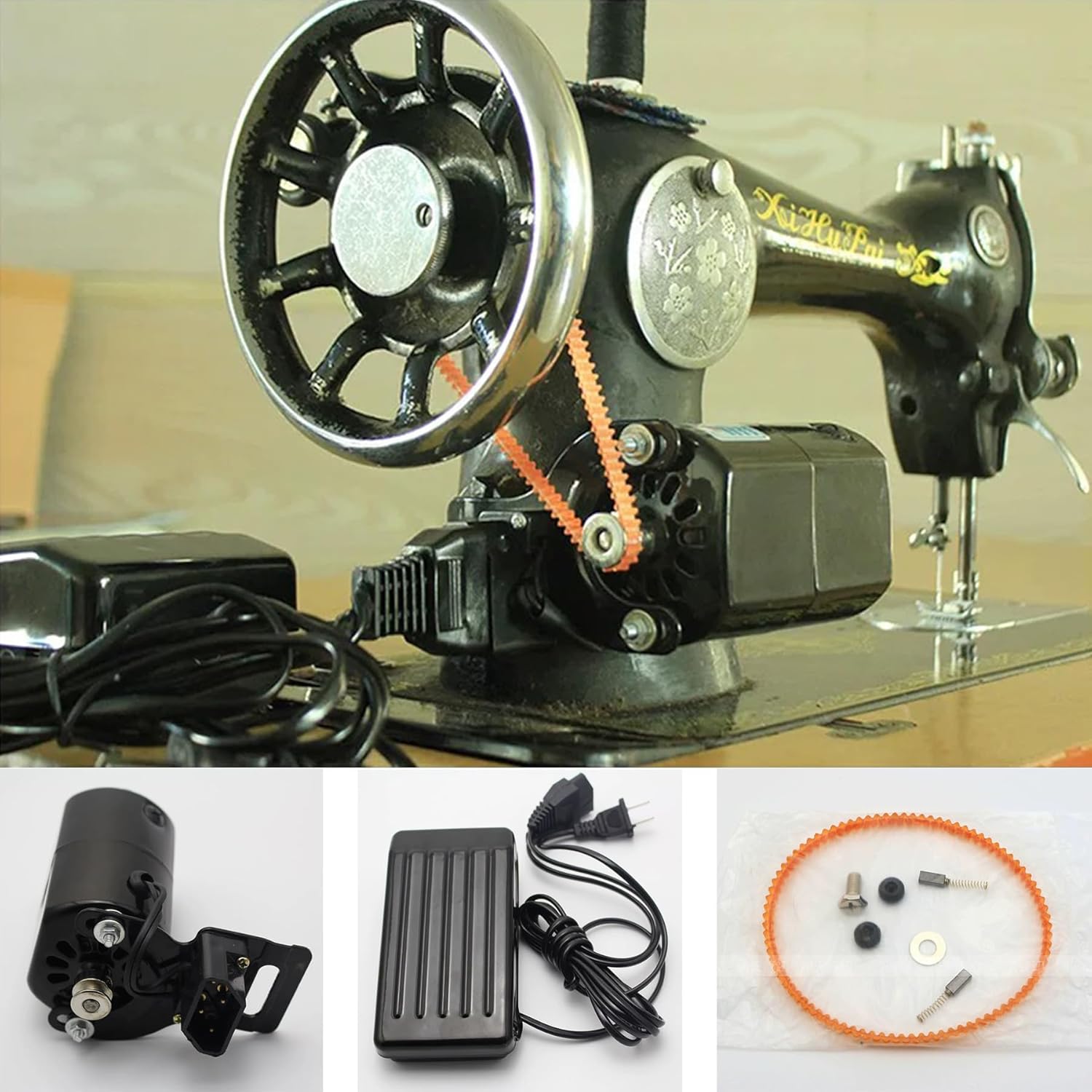 Electric Sewing Machine Motor Kit with Foot Pedal Control Set of Sewing Machine for Home Sewing Machines, 110V, 10000 RPM, 180W Counterclockwise
