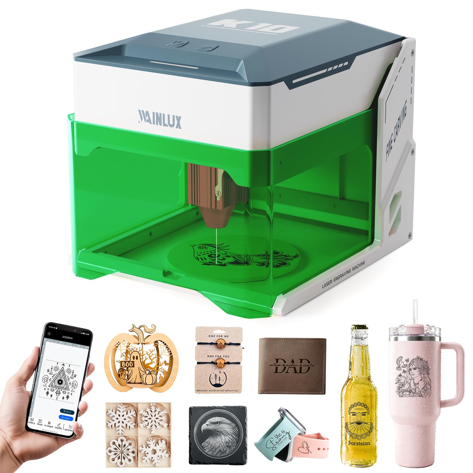 WAINLUX K10 5000 mW Máquina de gravação a laser, mini máquina de