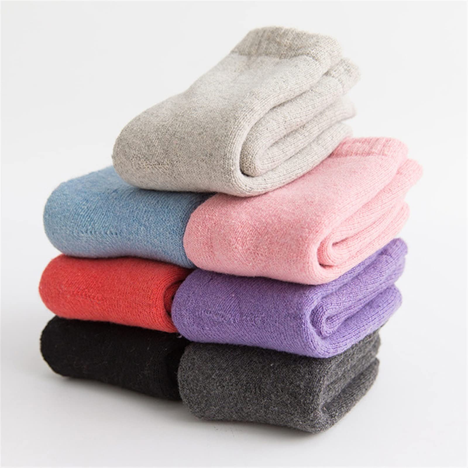 Chaussettes en laine chaudes femme fille chaussette cachemire couleur