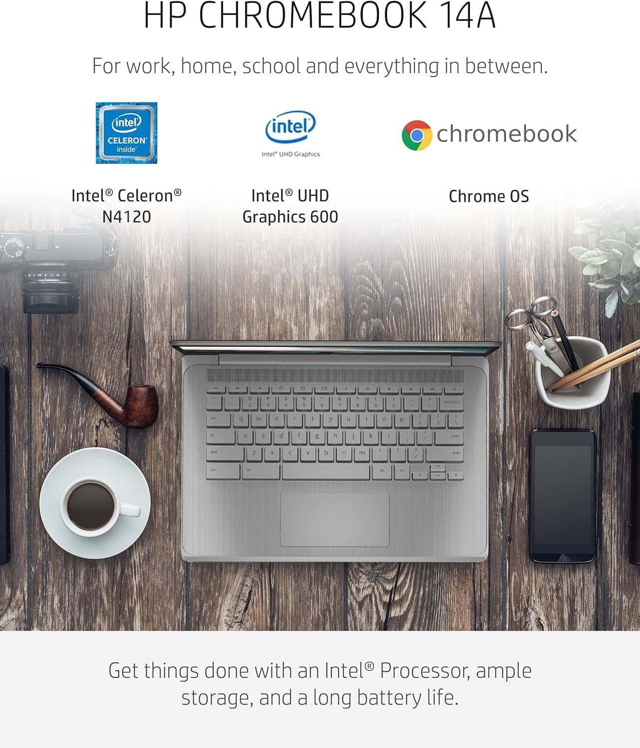 HP Newest Chromebook Laptop Computer, 14” HD Display Light PC, Intel Celeron N4120 Quad-Core, 4GB DDR4 RAM, 320GB Storage, USB-C, Wi-Fi 5, Bluetooth, Webcam, Long Battery Life, Chrome OS, Gray, PCM