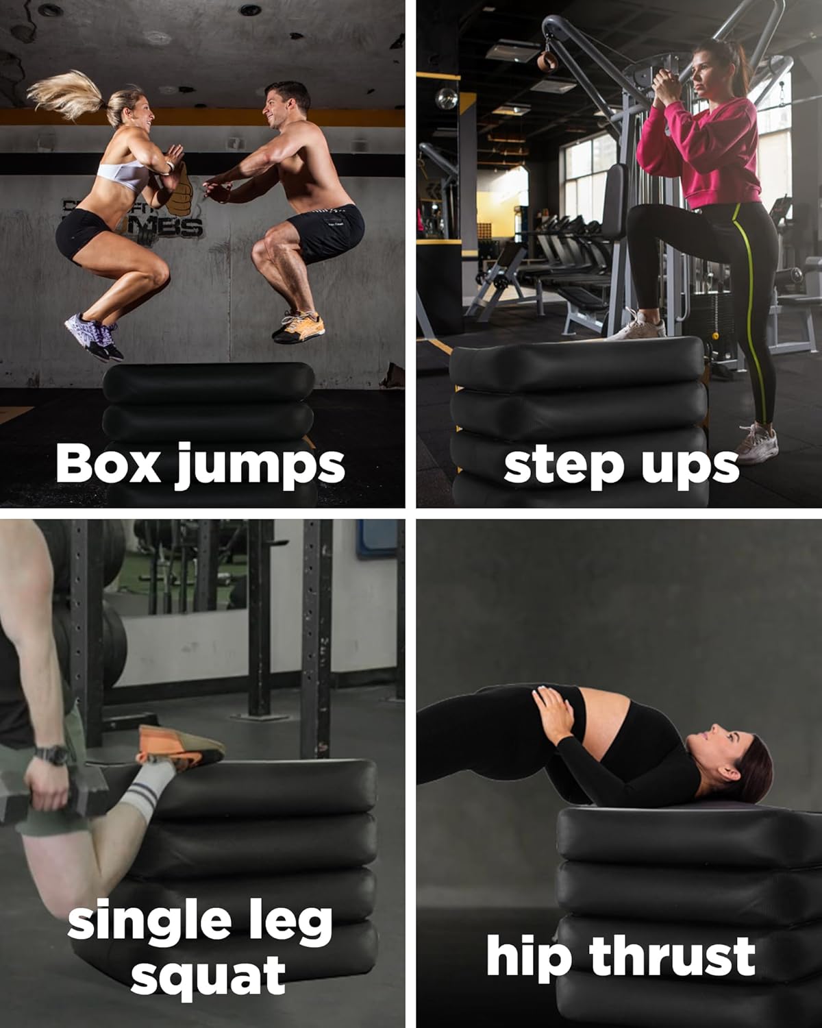 Highpi Inflatable Plyo Box/Plyometric Box Stackable Jump Box Set of Four Training Equipment for Jumping Exercise, Workout, Crossfit 31''x31''x24''