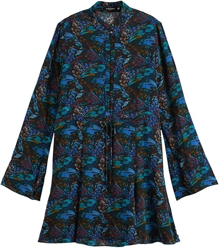 Scotch & Soda Minivestido Estampado de Manga Larga, Faisán U023, 68