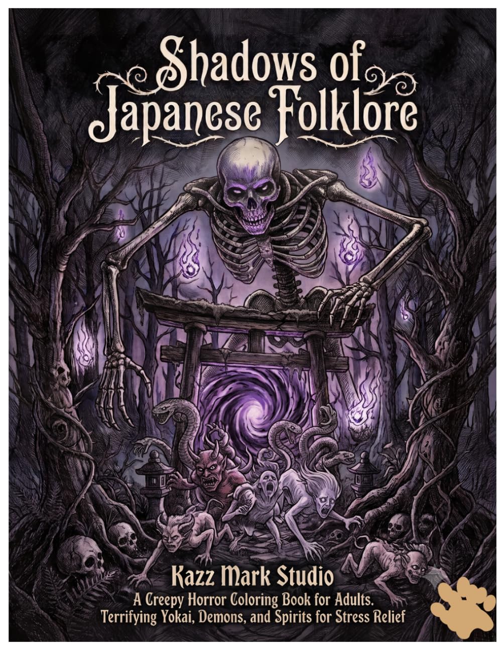 Shadows of Japanese Folklore: A Creepy Horror Coloring Book for Adults Terrifying Yokai, Demons, and Spirits for Stress Relief