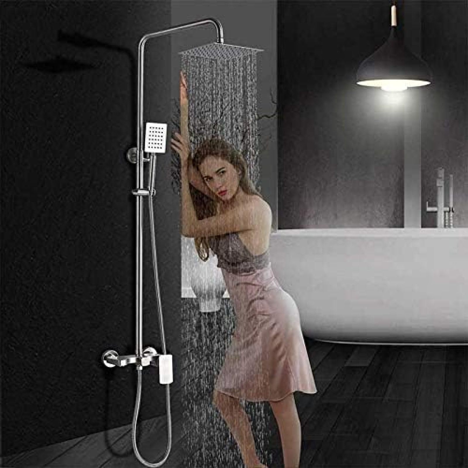Robinet de douche nickel brossé en laiton haut de gamme avec ciel de pluie