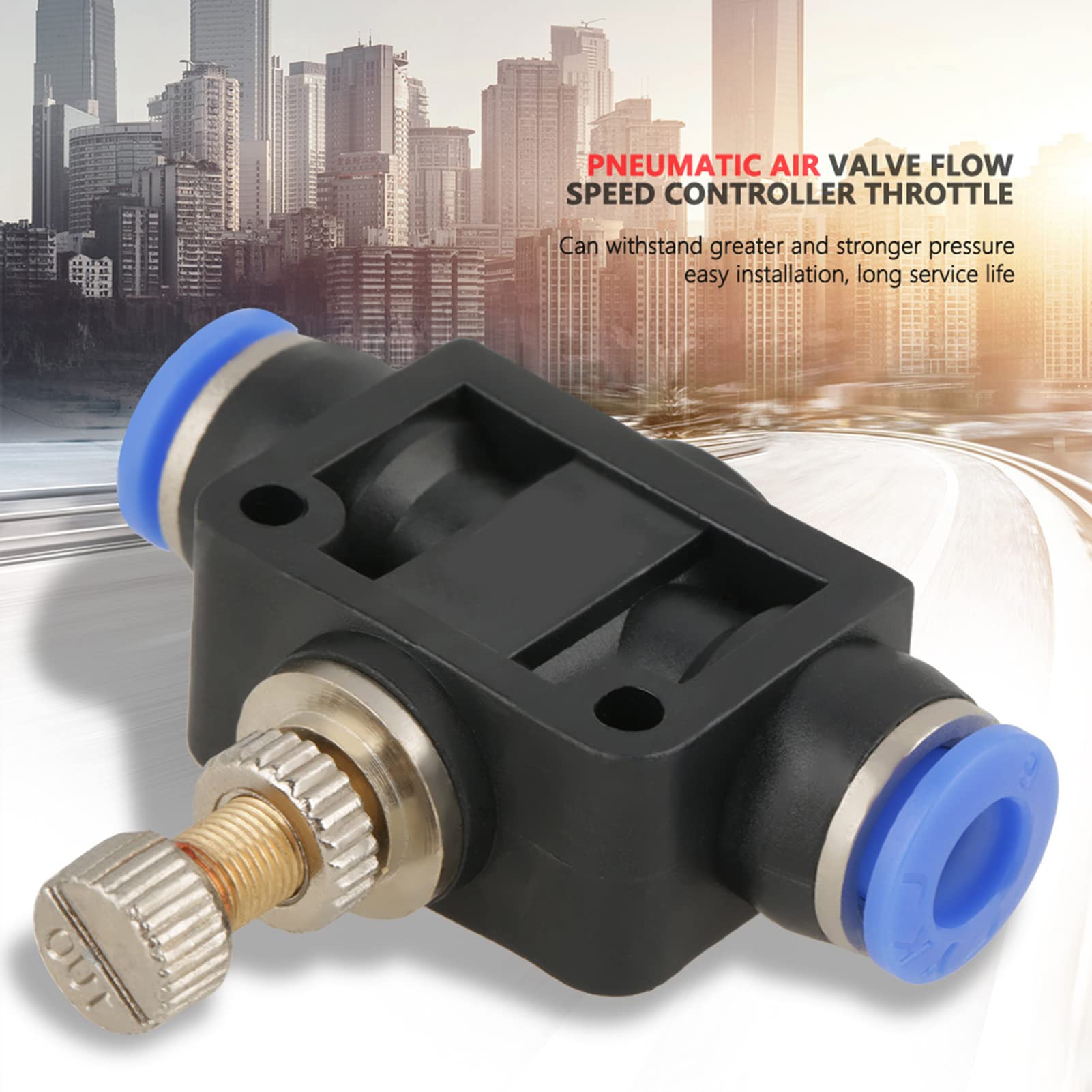 Régulateur de Débit D'air Pneumatique, 10 Pièces/ensemble Contrôleur de Vitesse Enfichable Connecteur de Vanne de Contrôle de Débit D'air Pneumatique de 6 Mm pour Tuyauterie