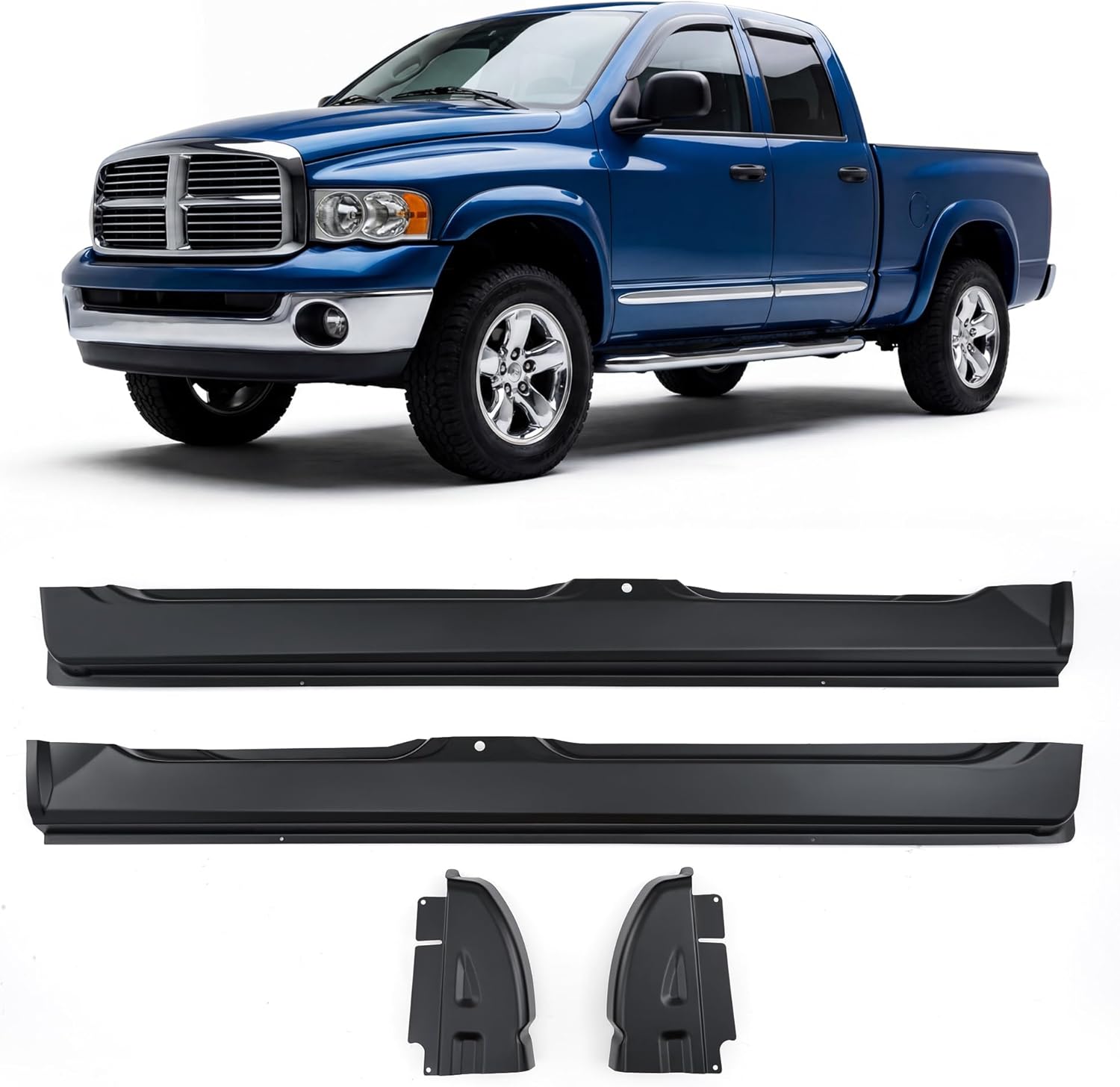 VRC Rocker Panel & Cab Corners 4 Door Compatible With 2002-2008 Dodge Ram 1500 2500 3500 Quad Cab Left & Right Side Skirt Replacements
