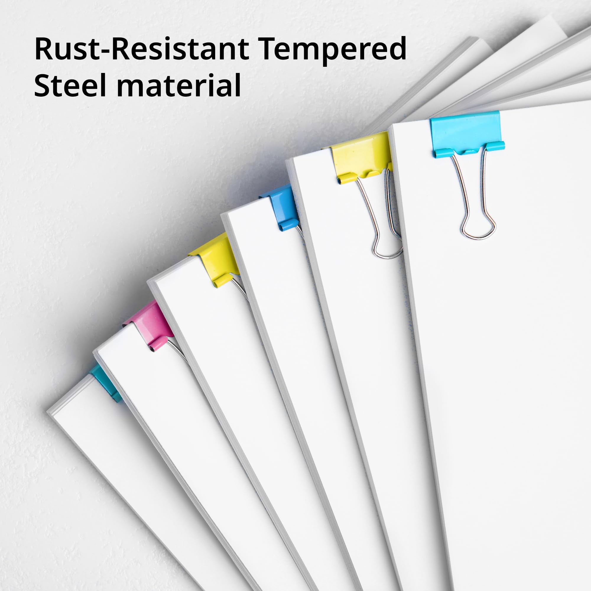 NUOVI 19mm Binder Clips-Multicolor | Made of Tempered Steel, Durable & Rust-Resistant | Perfect for Holding Loose Papers | Ideal for School, Office & Home (Pack of 40) 2