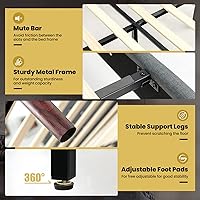 Vista 4 de Giantex Base de cama tapizada con cabecera ajustable, base de cama con plataforma suave capitonada de cristal con listones de madera, base