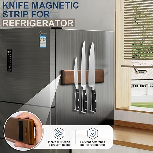 Miniatura 4 de ENOKING Soporte magnético para cuchillos para pared, potente soporte magnético para cuchillos de 10 pulgadas para refrigerador, tira magnética para