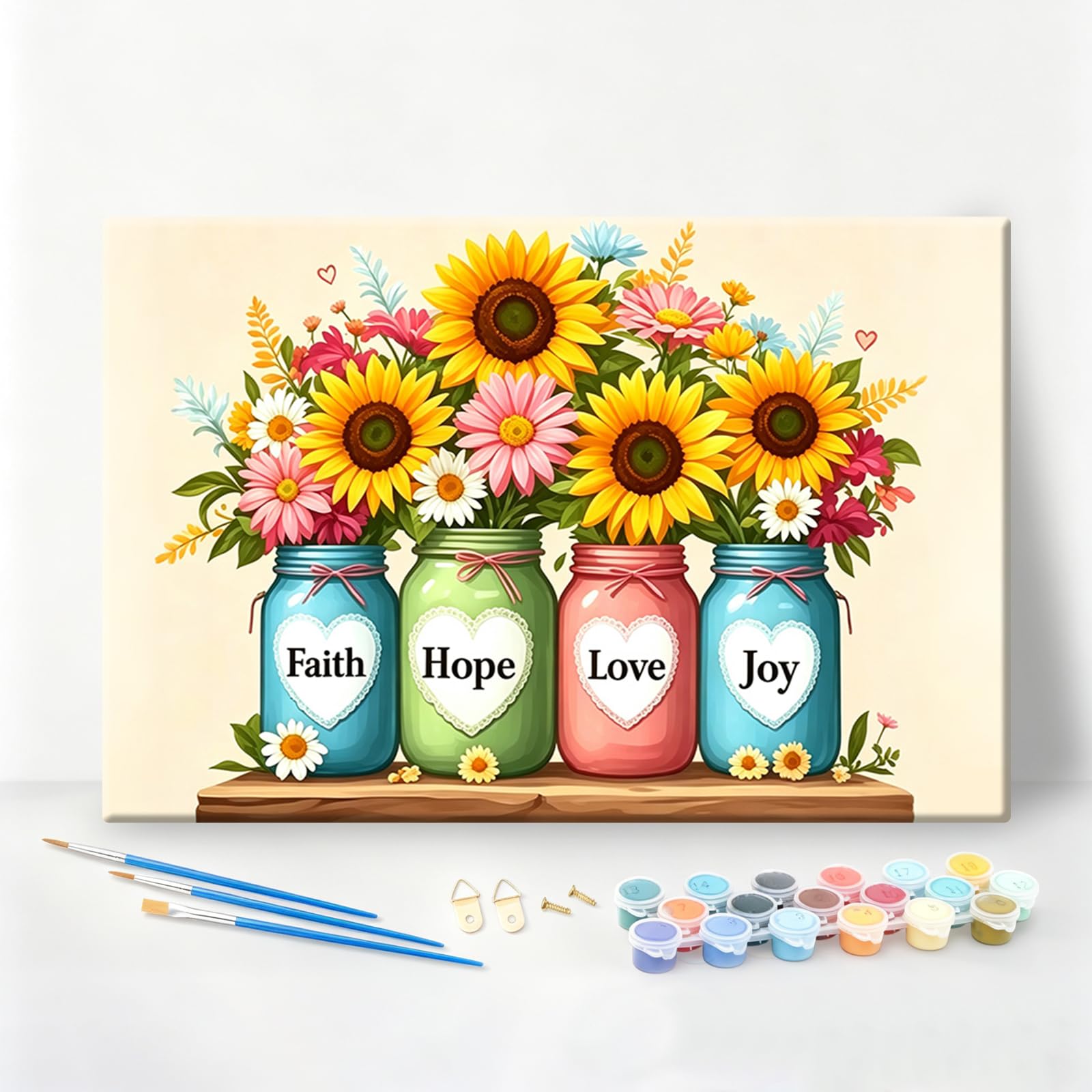 Paint by Numbers for Adults with Frame, Sunflower Painting, 8x12 Inch