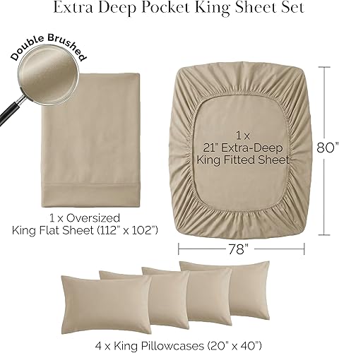 Miniatura 2 de Southshore Fine Living, Inc. Juego de sábanas King de 21 pulgadas con bolsillo profundo de 6 piezas, sábana bajera elástica, sábana bajera elástica